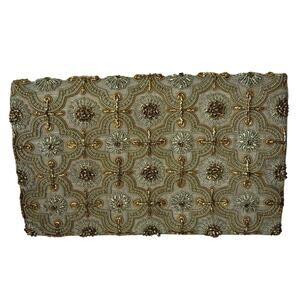 India Art Emporium Hand Made Silk & Beaded Evening Bag Clutch | Gold Silver